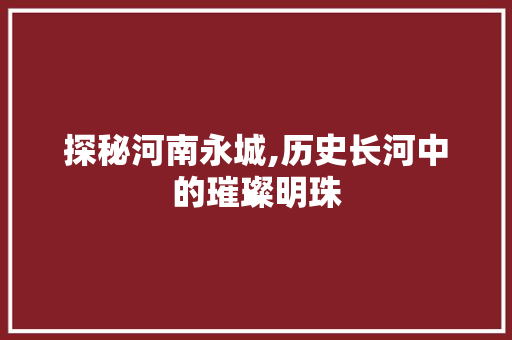 探秘河南永城,历史长河中的璀璨明珠  第1张