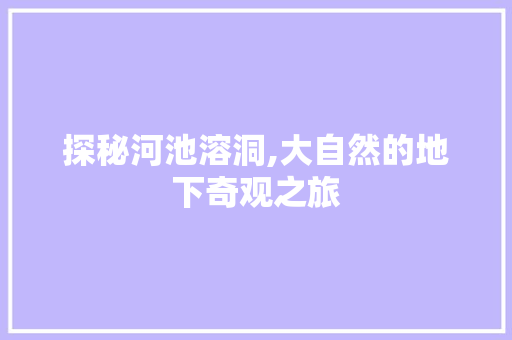 探秘河池溶洞,大自然的地下奇观之旅  第1张
