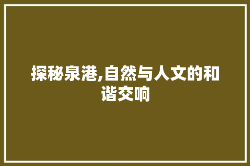 探秘泉港,自然与人文的和谐交响