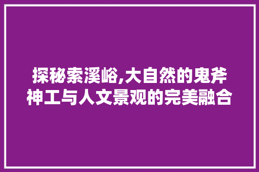探秘索溪峪,大自然的鬼斧神工与人文景观的完美融合