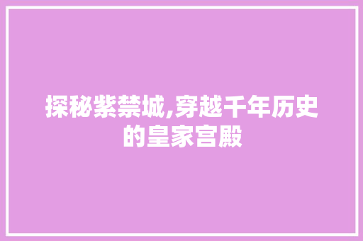 探秘紫禁城,穿越千年历史的皇家宫殿