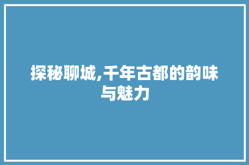 探秘聊城,千年古都的韵味与魅力  第1张
