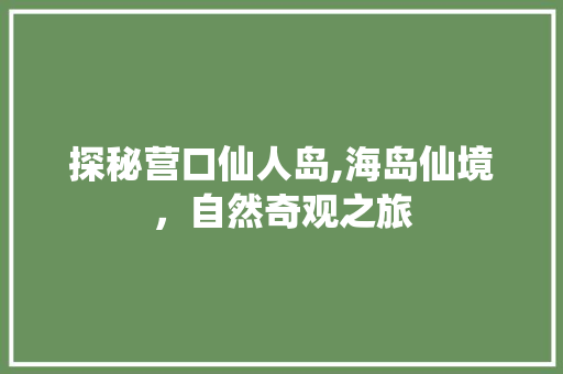 探秘营口仙人岛,海岛仙境，自然奇观之旅