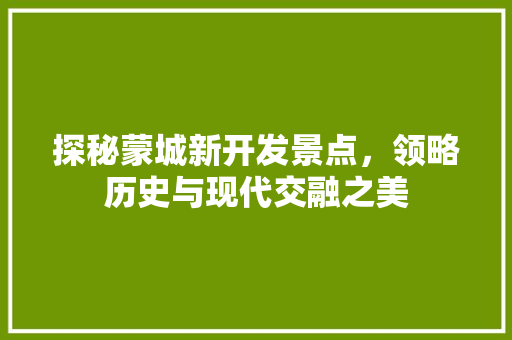 探秘蒙城新开发景点，领略历史与现代交融之美  第1张