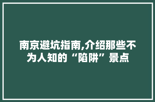 南京避坑指南,介绍那些不为人知的“陷阱”景点  第1张