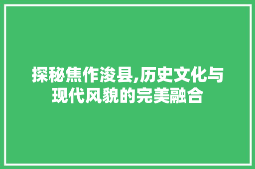 探秘焦作浚县,历史文化与现代风貌的完美融合  第1张