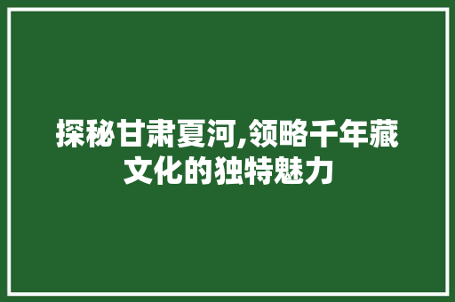 探秘甘肃夏河,领略千年藏文化的独特魅力