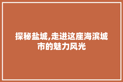 探秘盐城,走进这座海滨城市的魅力风光