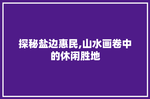 探秘盐边惠民,山水画卷中的休闲胜地