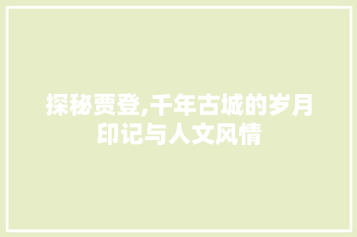 探秘贾登,千年古城的岁月印记与人文风情  第1张