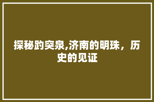探秘趵突泉,济南的明珠，历史的见证