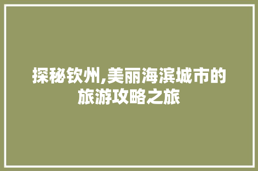 探秘钦州,美丽海滨城市的旅游攻略之旅  第1张