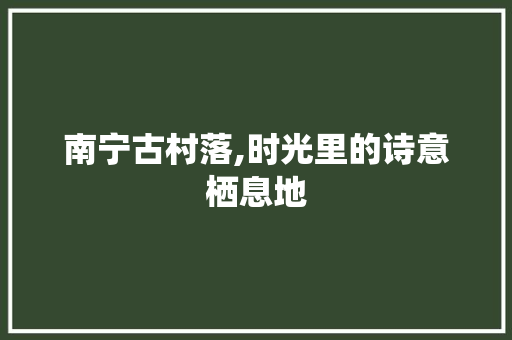 南宁古村落,时光里的诗意栖息地  第1张