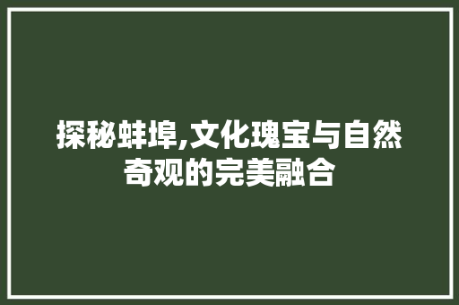 探秘蚌埠,文化瑰宝与自然奇观的完美融合  第1张
