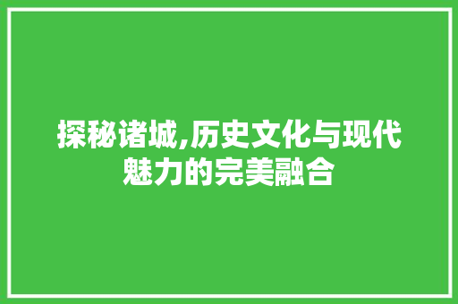 探秘诸城,历史文化与现代魅力的完美融合