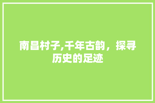 南昌村子,千年古韵，探寻历史的足迹