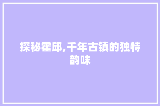 探秘霍邱,千年古镇的独特韵味  第1张