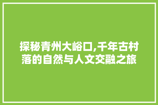 探秘青州大峪口,千年古村落的自然与人文交融之旅  第1张