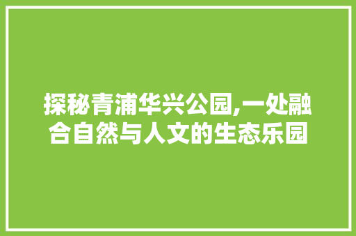 探秘青浦华兴公园,一处融合自然与人文的生态乐园  第1张