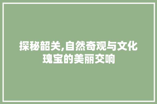 探秘韶关,自然奇观与文化瑰宝的美丽交响