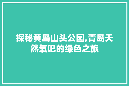 探秘黄岛山头公园,青岛天然氧吧的绿色之旅