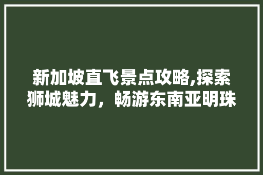 新加坡直飞景点攻略,探索狮城魅力，畅游东南亚明珠