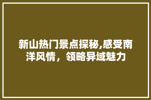 新山热门景点探秘,感受南洋风情，领略异域魅力