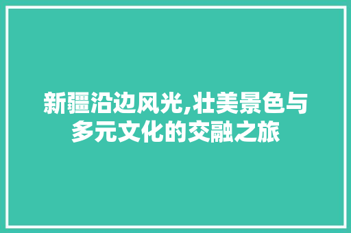 新疆沿边风光,壮美景色与多元文化的交融之旅