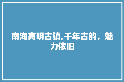 南海高明古镇,千年古韵，魅力依旧