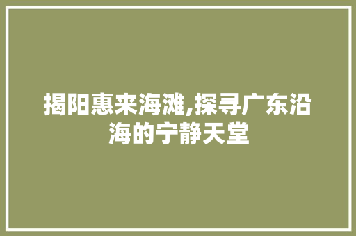 揭阳惠来海滩,探寻广东沿海的宁静天堂  第1张
