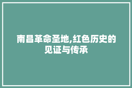 南昌革命圣地,红色历史的见证与传承