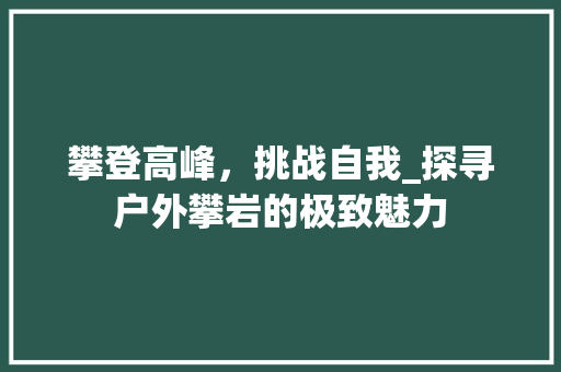 攀登高峰，挑战自我_探寻户外攀岩的极致魅力