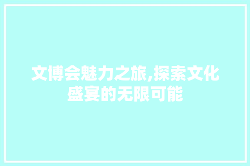 文博会魅力之旅,探索文化盛宴的无限可能