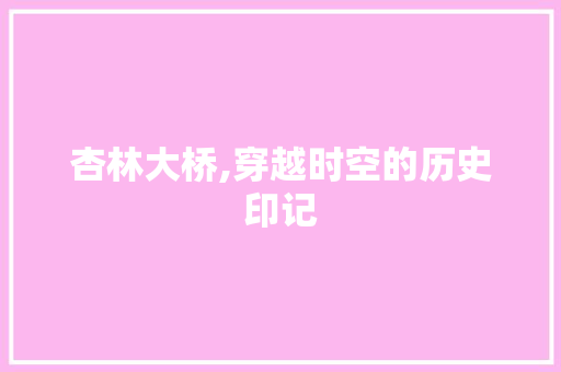 杏林大桥,穿越时空的历史印记