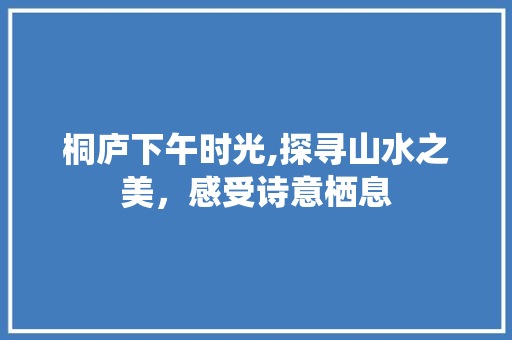 桐庐下午时光,探寻山水之美，感受诗意栖息  第1张