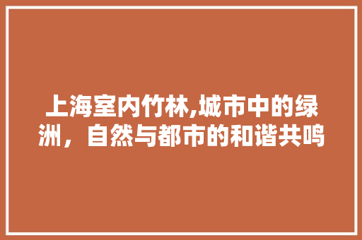 上海室内竹林,城市中的绿洲，自然与都市的和谐共鸣  第1张