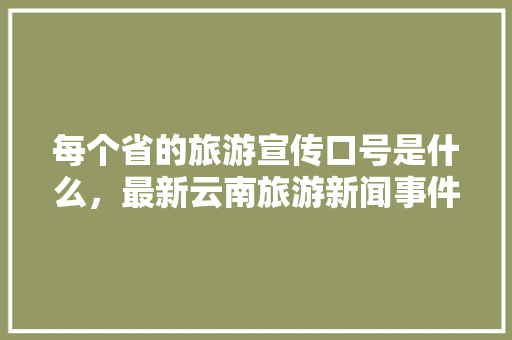 每个省的旅游宣传口号是什么，最新云南旅游新闻事件。