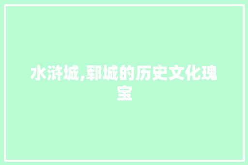 水浒城,郓城的历史文化瑰宝  第1张