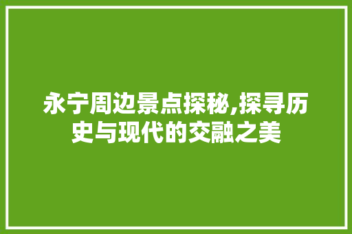 永宁周边景点探秘,探寻历史与现代的交融之美  第1张