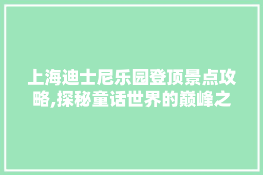 上海迪士尼乐园登顶景点攻略,探秘童话世界的巅峰之旅