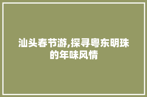 汕头春节游,探寻粤东明珠的年味风情