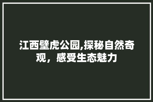 江西壁虎公园,探秘自然奇观，感受生态魅力