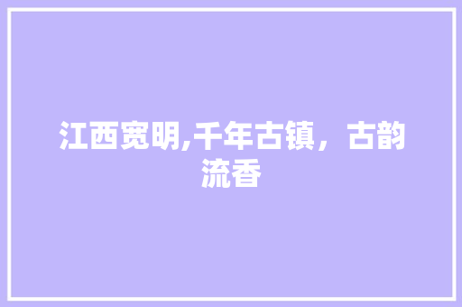 江西宽明,千年古镇，古韵流香  第1张