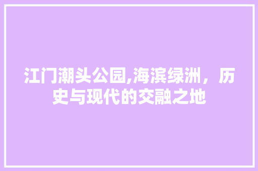江门潮头公园,海滨绿洲，历史与现代的交融之地