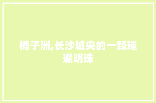 橘子洲,长沙城央的一颗璀璨明珠