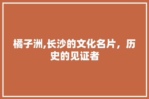 橘子洲,长沙的文化名片，历史的见证者