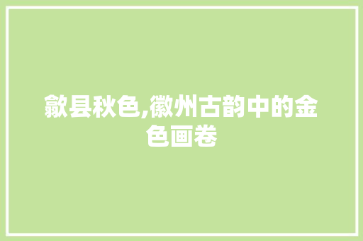 歙县秋色,徽州古韵中的金色画卷