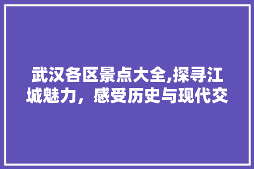武汉各区景点大全,探寻江城魅力，感受历史与现代交融