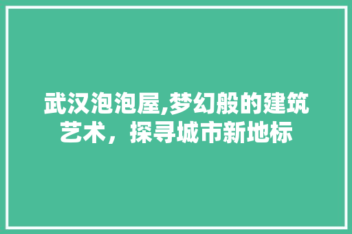 武汉泡泡屋,梦幻般的建筑艺术，探寻城市新地标