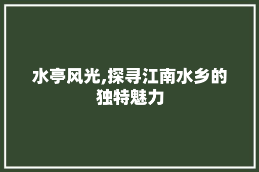 水亭风光,探寻江南水乡的独特魅力